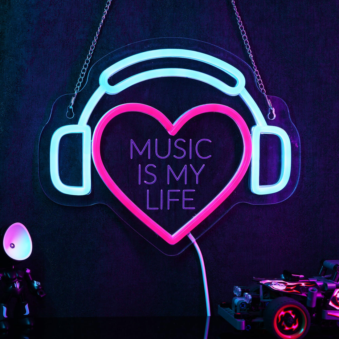 Headset Neon Sign (MUSIC IS MY LIFE)