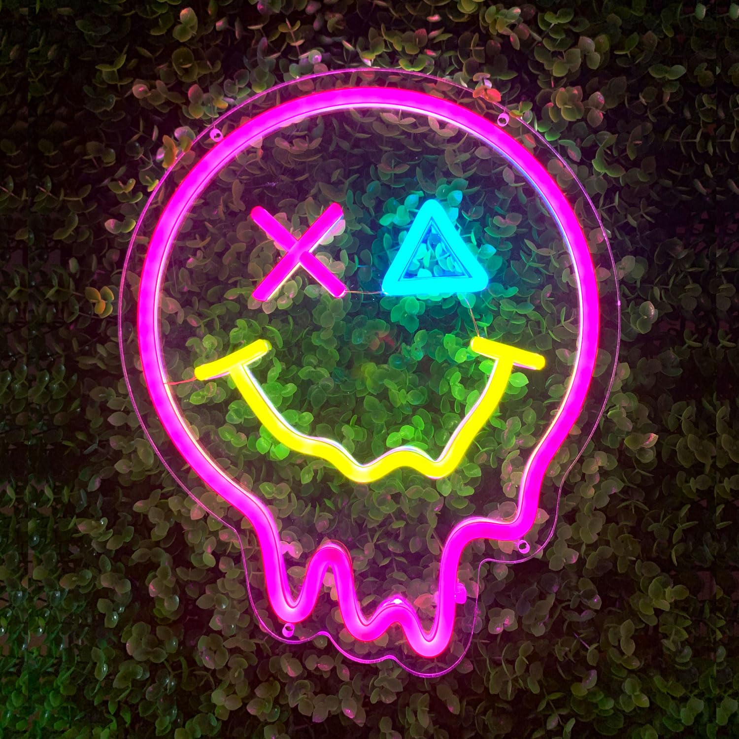 Smiley Face Neon Sign Funny Pink Neon Signs for Bedroom Wall Decor Dimmable Led Sign Gift for Kids