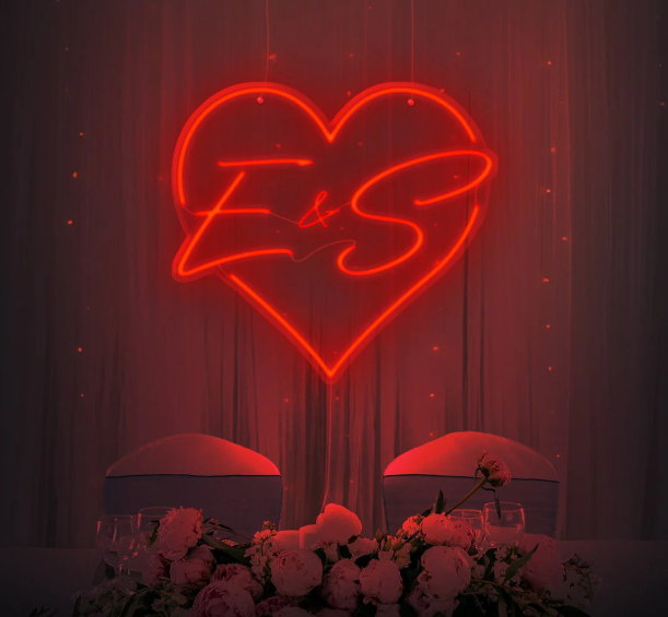 Valentines Customize Couple Name Initials Neon