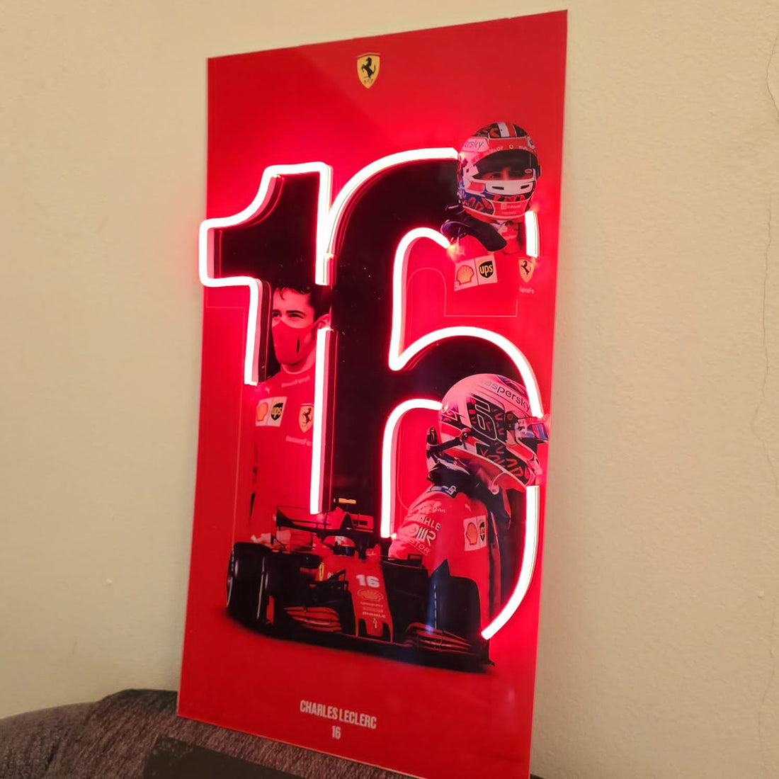 F1 Ferrari Charles Leclerc Uv print Neon Led
