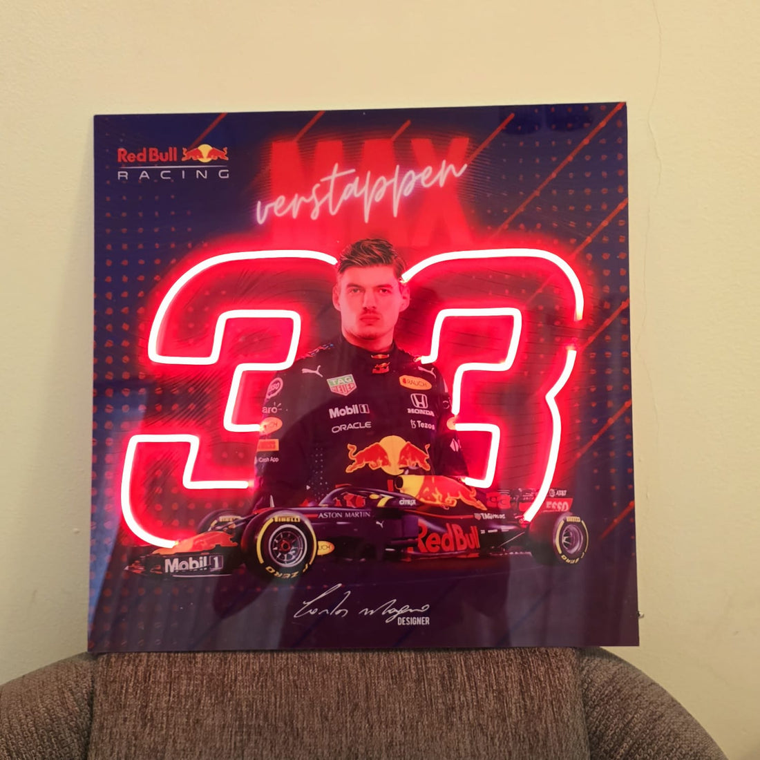 Max Verstappen#16 Red Bull Neon Sign – UV Printed LED Wall Art